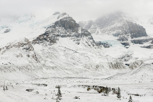 Snowbound Peaks in a Winter Haze