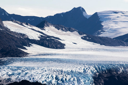 Expansive Icefield and Crevassed Glacier Front