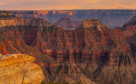 Grand Canyon View Under Golden Sunset Sky