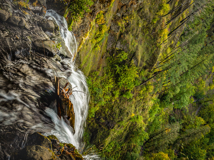 looking down waterfall